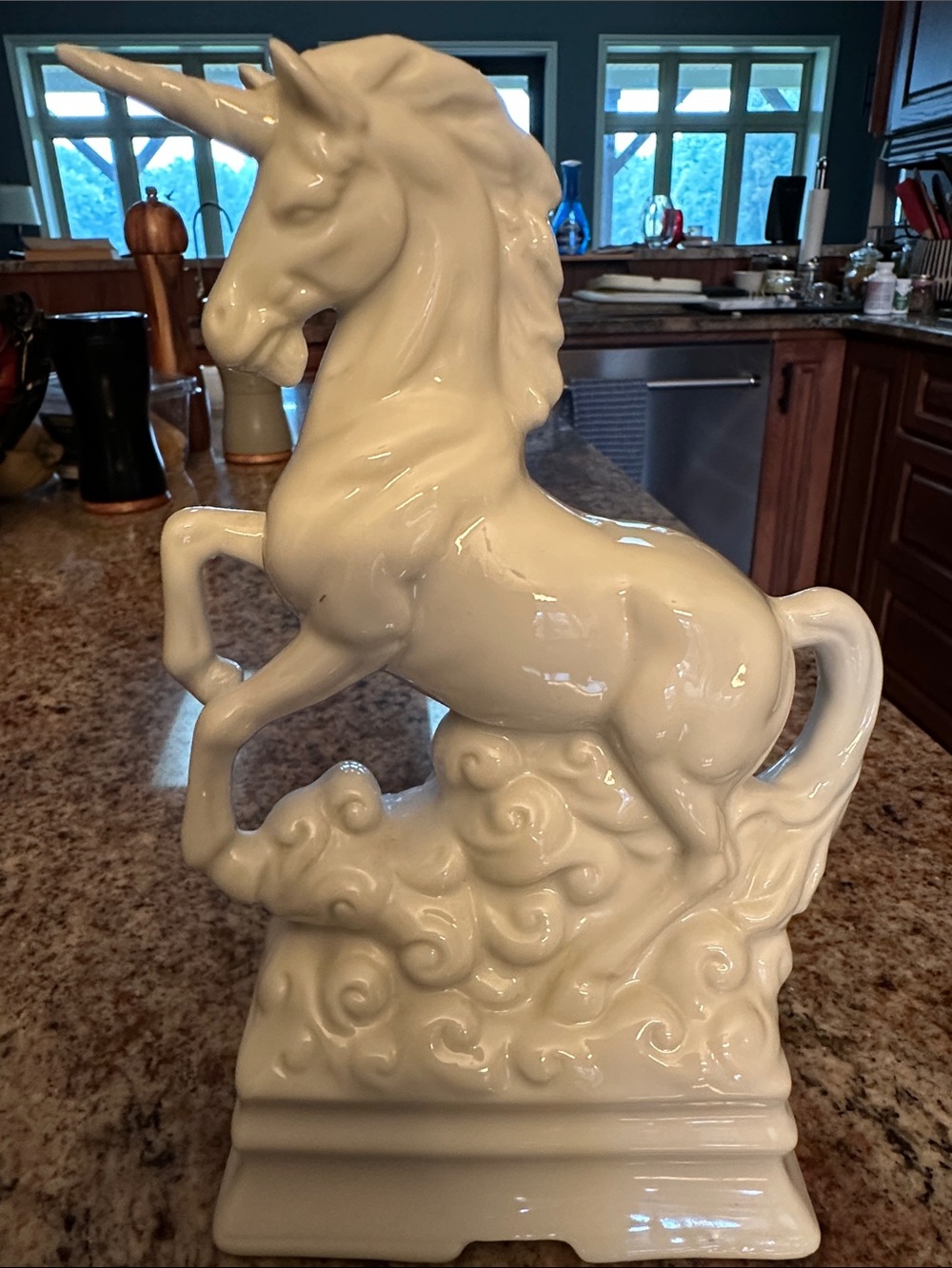 Vintage Otagiri White Ceramic Unicorn Musical Figurine - Home Art Decor